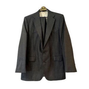 Vintage Pagano West Western 2 Piece Suit Grey Pin Stripe 42L Made USA 2 Button